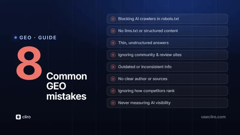 Common GEO mistakes (and how to avoid them)