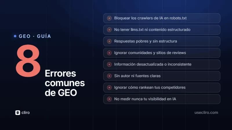 Errores comunes de GEO (y cómo evitarlos)