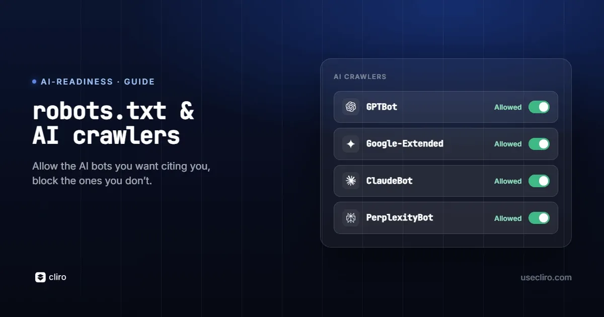 robots.txt for AI crawlers: GPTBot, ClaudeBot and more
