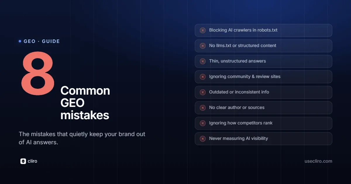 Common GEO mistakes (and how to avoid them)