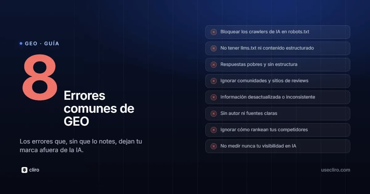 Errores comunes de GEO (y cómo evitarlos)