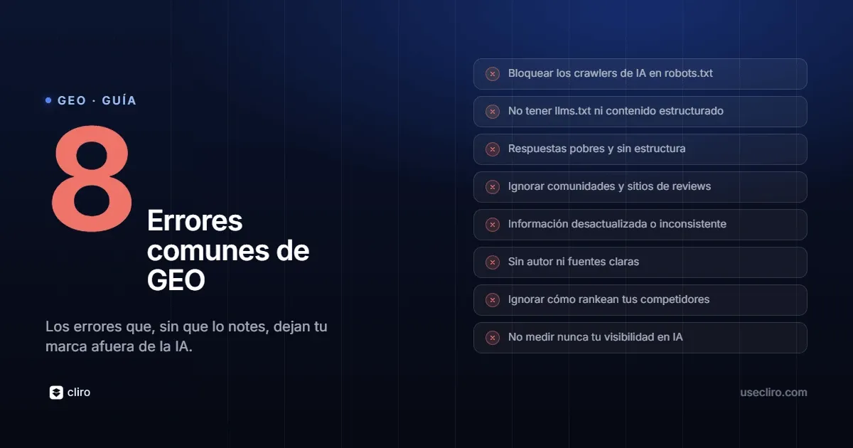 Errores comunes de GEO (y cómo evitarlos)